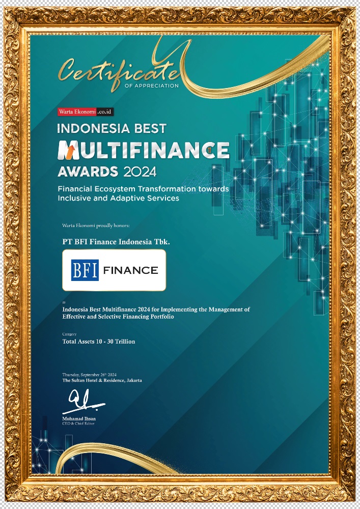 Berhasil Jaga Kualitas Portofolio, BFI Finance Raih Indonesia Best Multifinance Awards 2024 